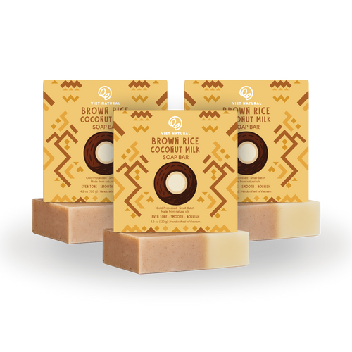 Brown Rice & Coconut Milk Soap Bar – Natural Exfoliating & Hydrating Skincare