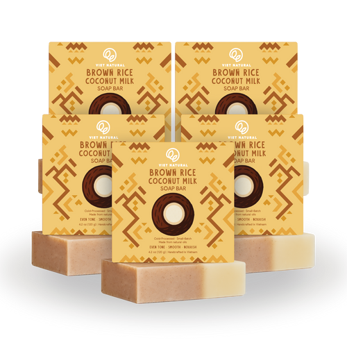 Brown Rice & Coconut Milk Soap Bar – Natural Exfoliating & Hydrating Skincare