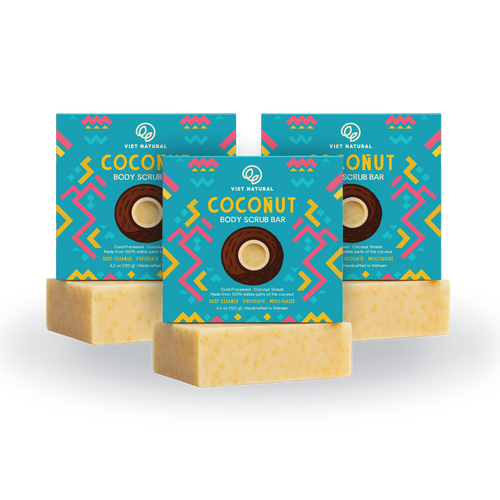 Coconut Body Scrub Soap Bar for Glowing Skin – Gentle Exfoliation & Deep Hydration with Coconut Oil & Beeswax
