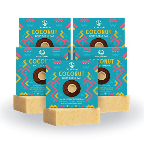 Coconut Body Scrub Soap Bar for Glowing Skin – Gentle Exfoliation & Deep Hydration with Coconut Oil & Beeswax