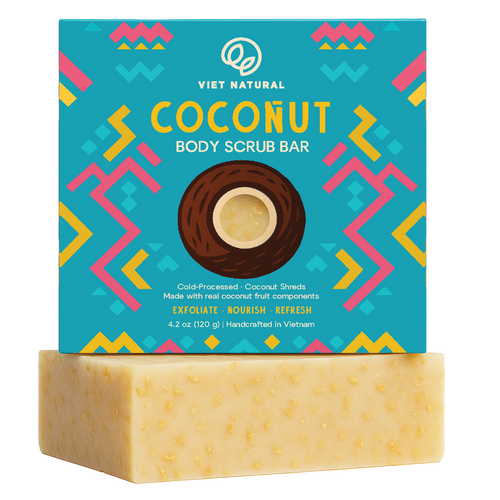 Coconut Body Scrub Soap Bar for Glowing Skin – Gentle Exfoliation & Deep Hydration with Coconut Oil & Beeswax