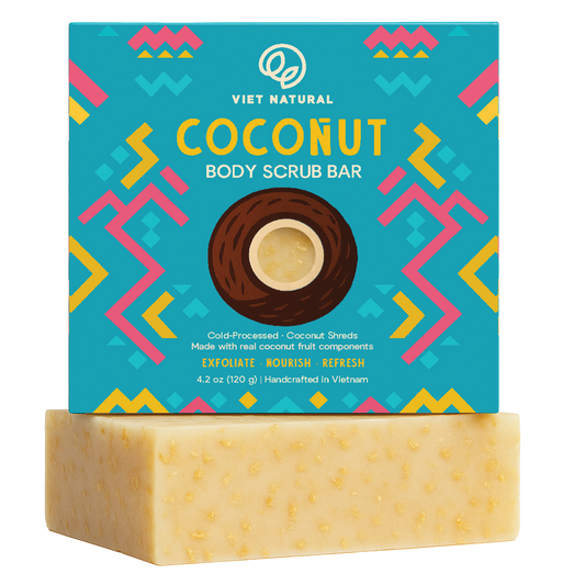 Coconut Body Scrub Soap Bar for Glowing Skin – Gentle Exfoliation & Deep Hydration with Coconut Oil & Beeswax